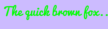 Image with Font Color 00FF00 and Background Color CCBBFF